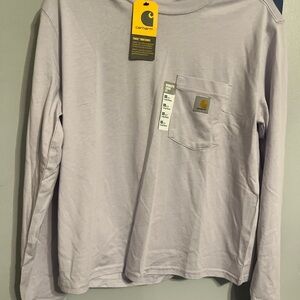 Carhartt Light purple crop Long Sleeve Shirt with Pocket nwt XS